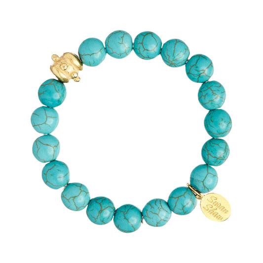 Turquoise and Gold Bead Stretch Bracelet 2910G