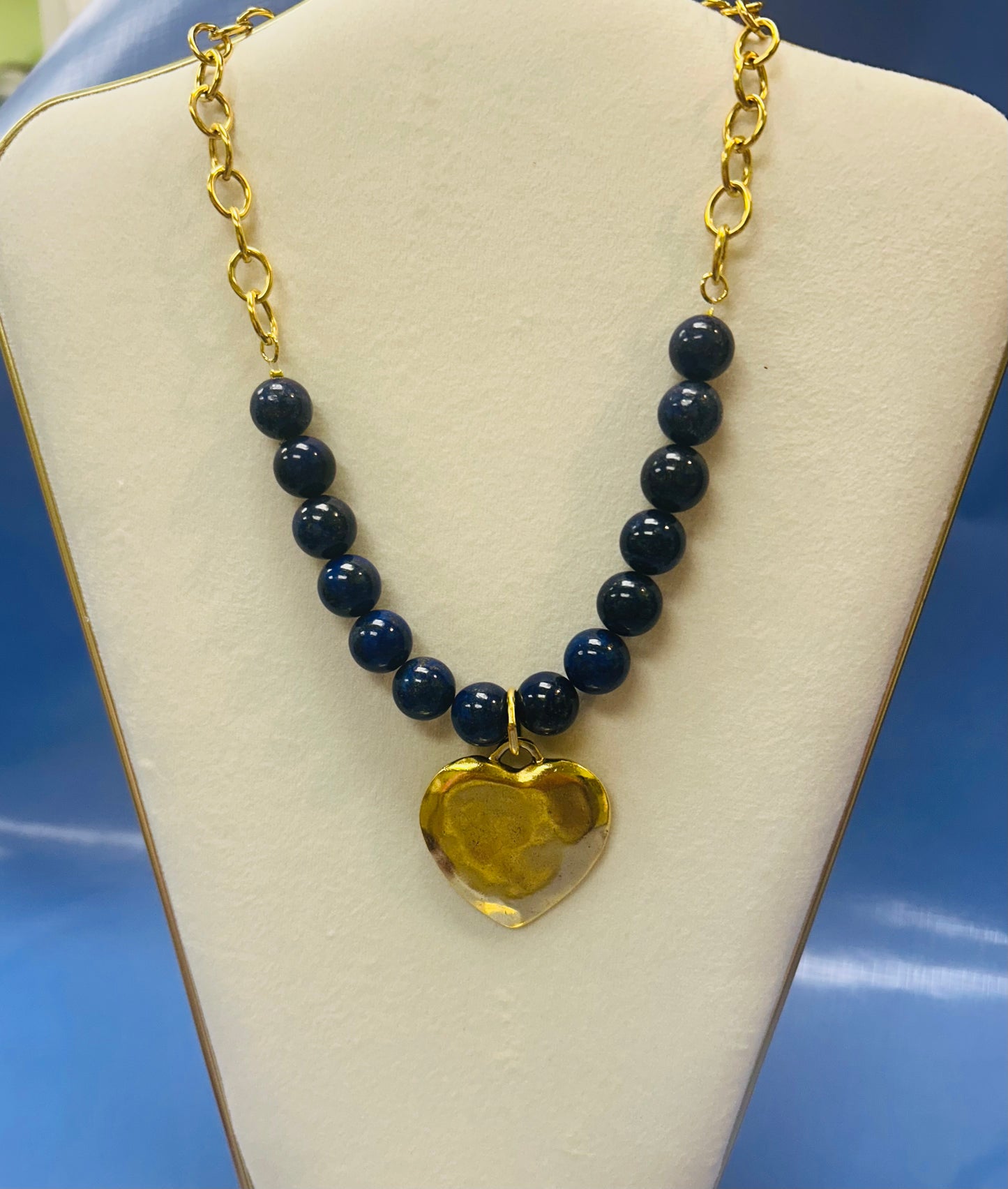 Blue Lapis Stone Heart Necklace