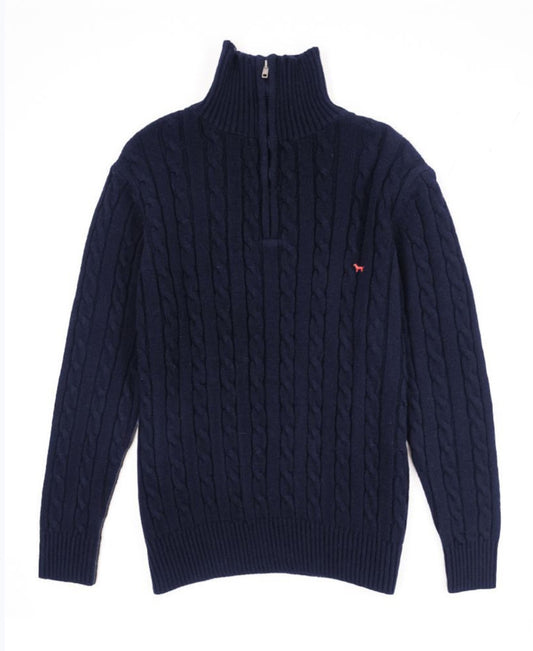 Simply Southern Men’s Navy Quarter Zip Cable Sweater