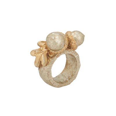 Gold Acorn Detailed Napkin Ring