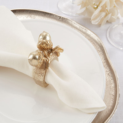 Gold Acorn Detailed Napkin Ring