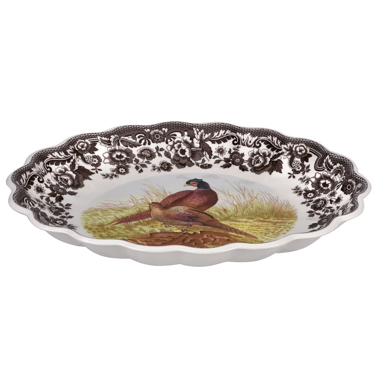 Spode Woodland Pheasant Oval Fluted Platter
