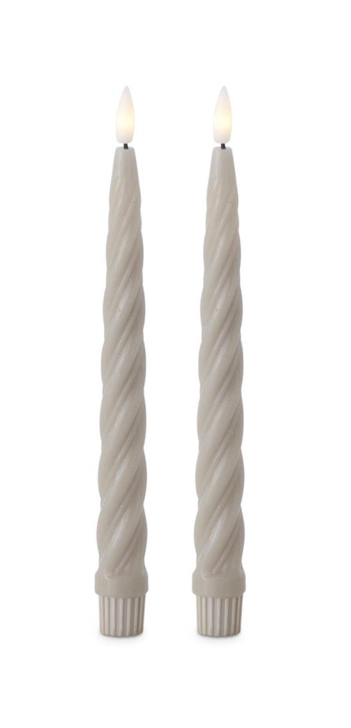 Taper Spiral LED Candle- Taupe