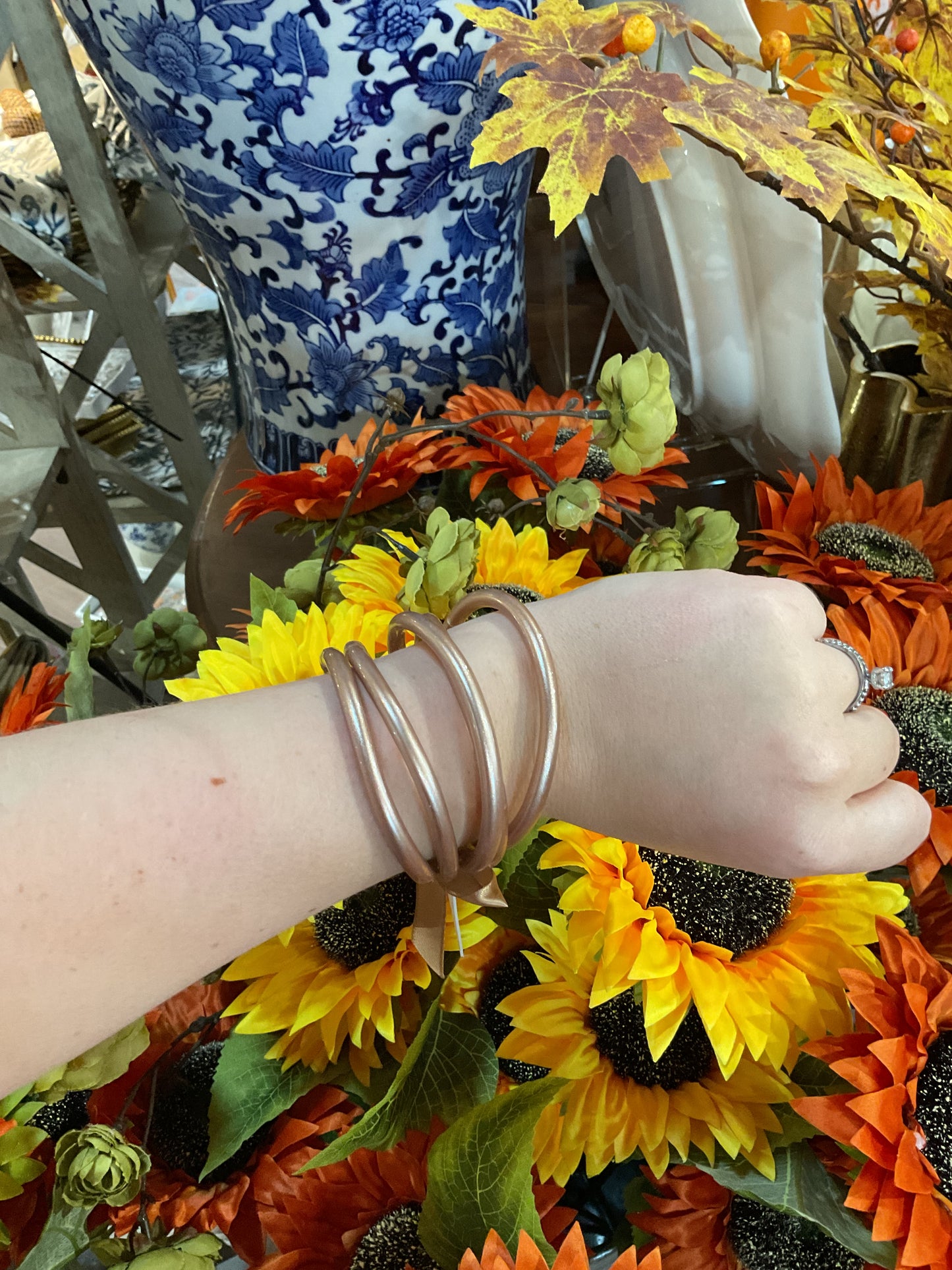 Set of 5 Rose Gold Waterproof Bangles