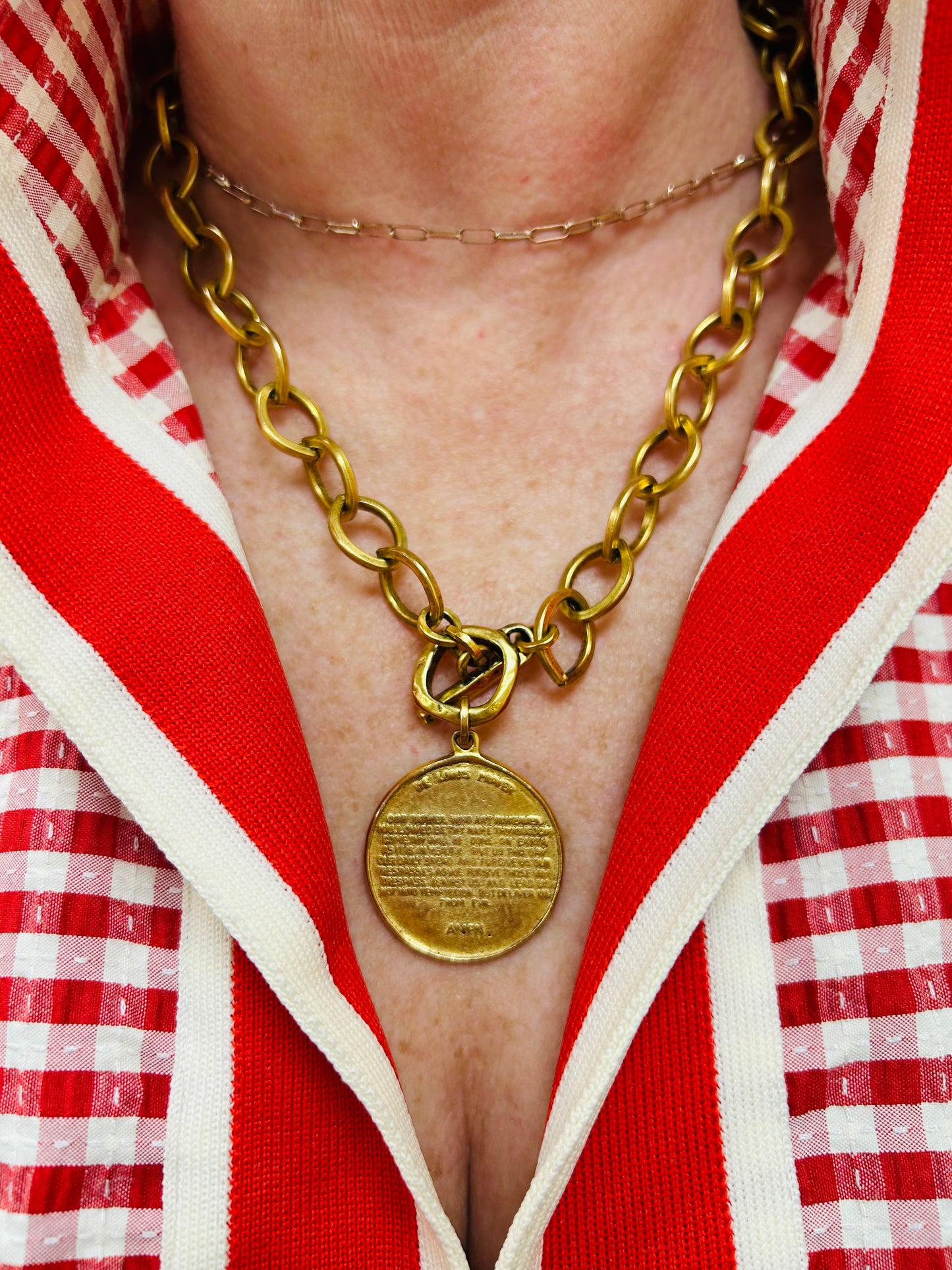 Gold Chain Link Lord's Prayer Necklace