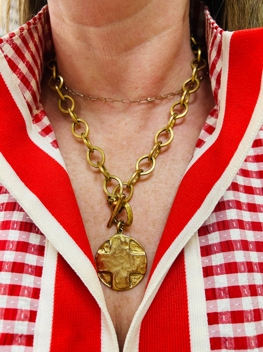 Gold Chain Link Lord's Prayer Necklace