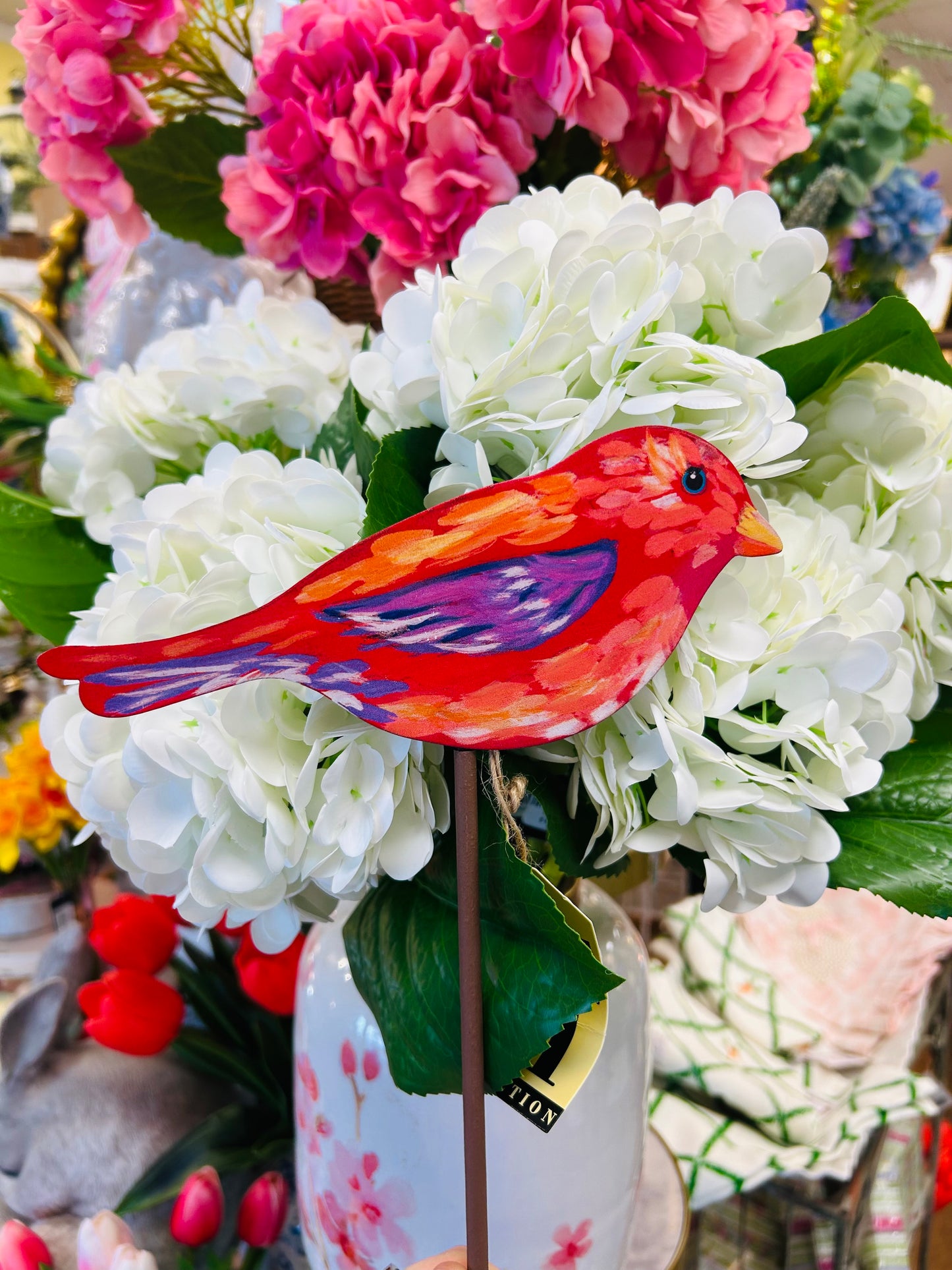 Red Artful Bird Stake
