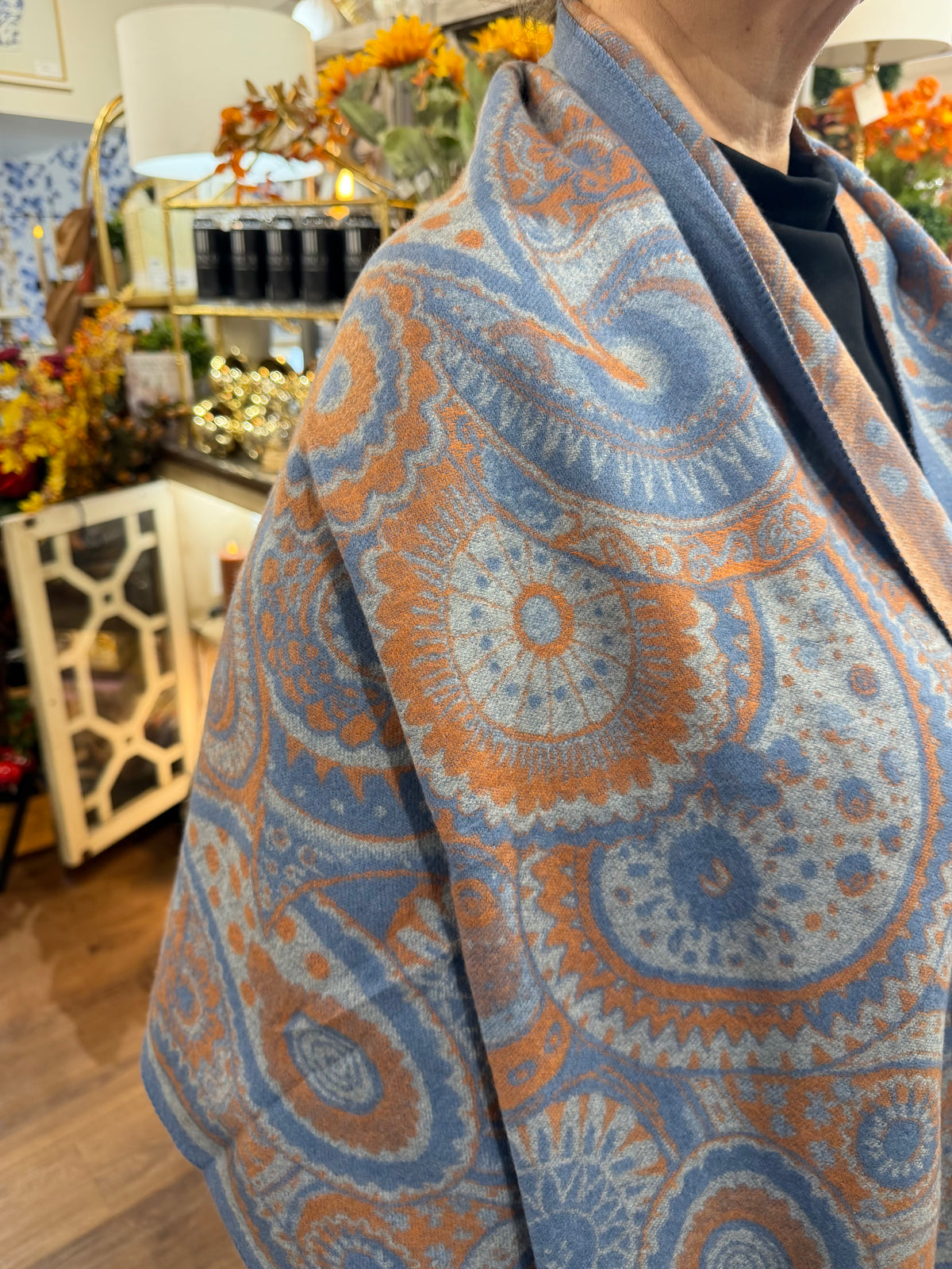 Blue Paisley Dots Scarf