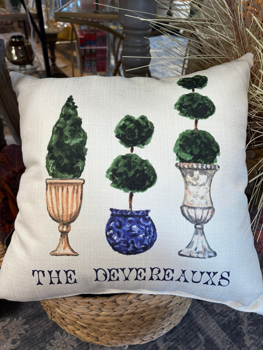 Topiary Monogrammed Pillow  -   THE Devereauxs
