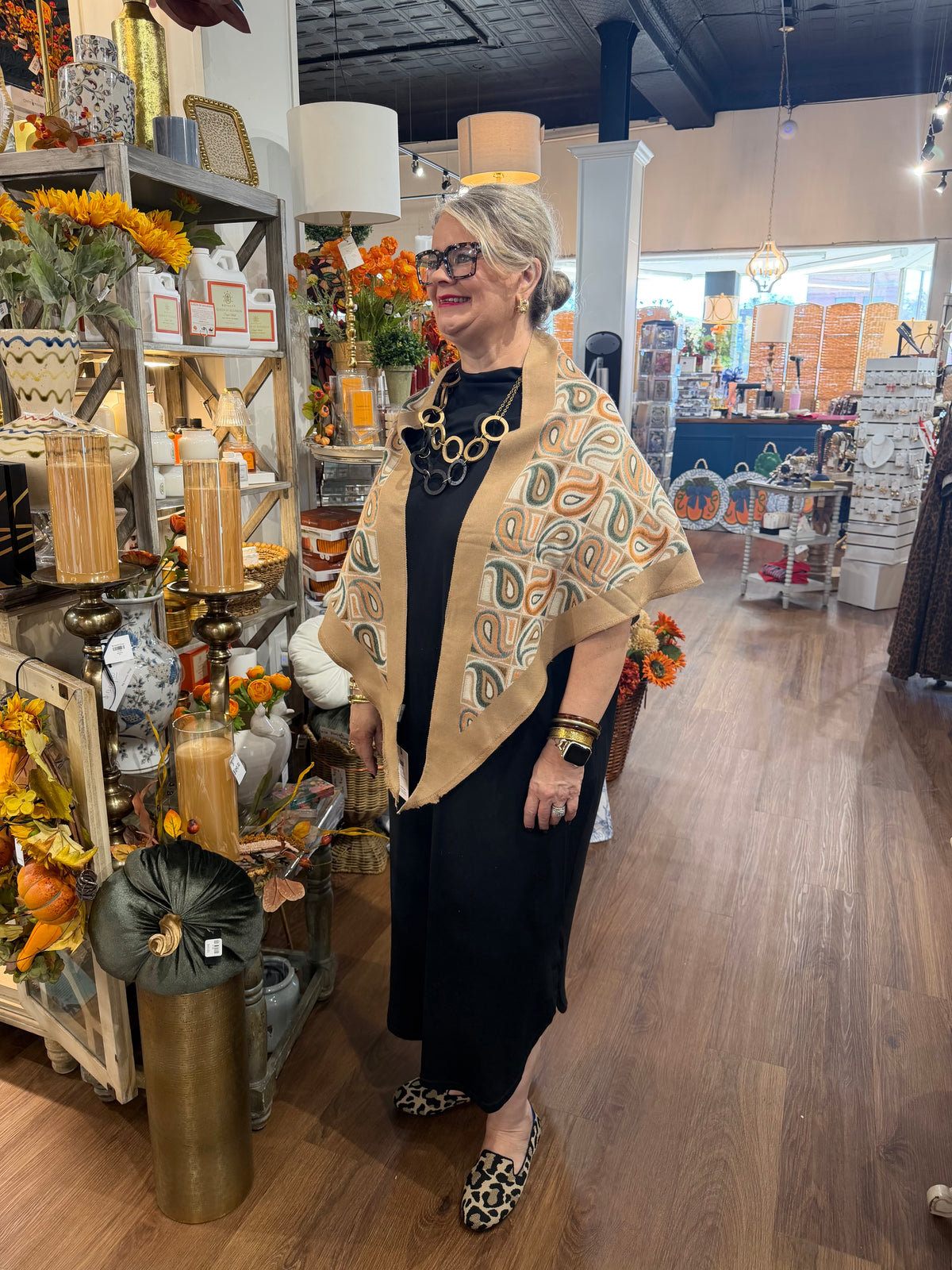 Camel Retro Paisley Triangle Scarf