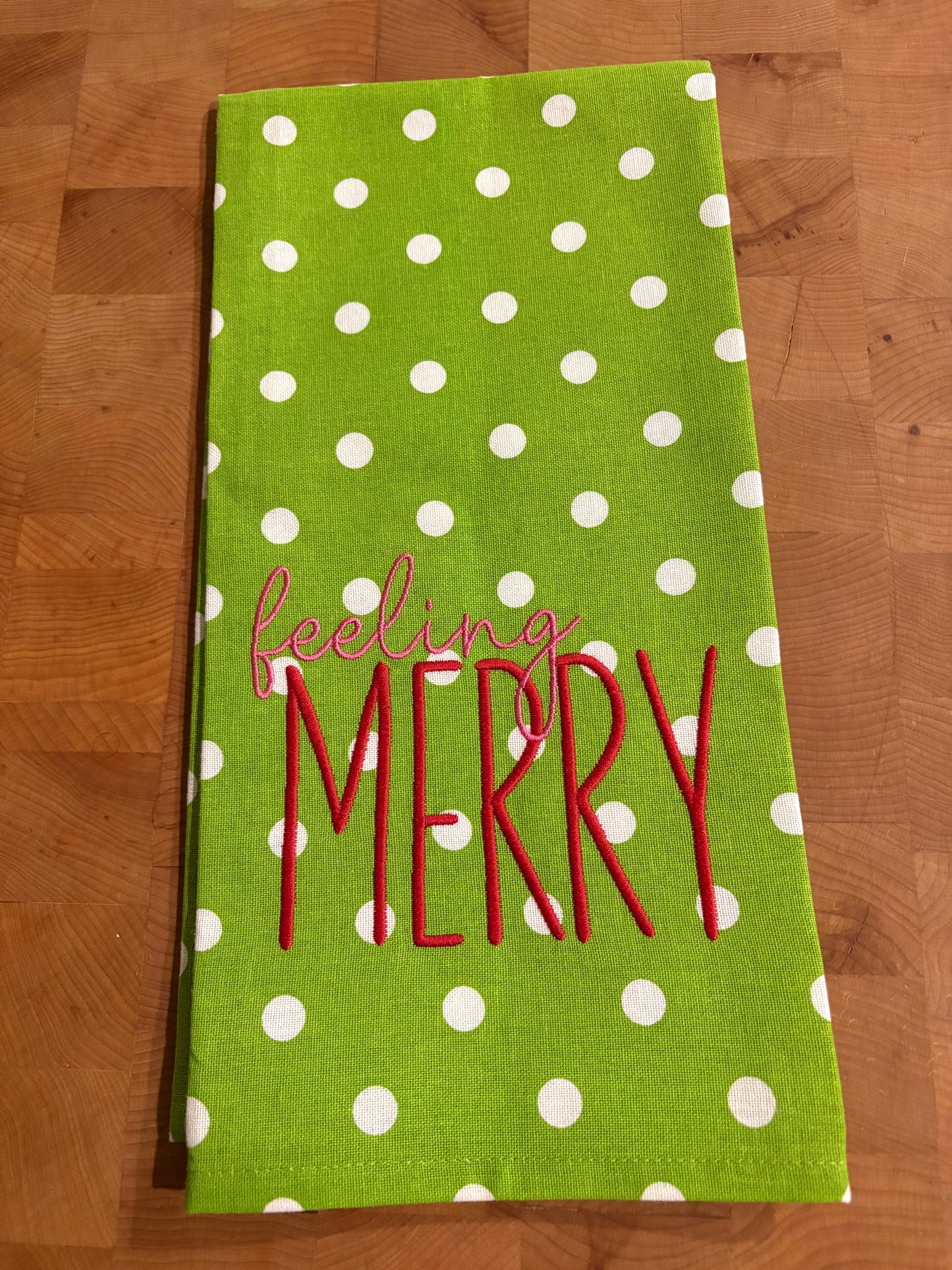 Lime Dot Feeling Merry Tea Towel