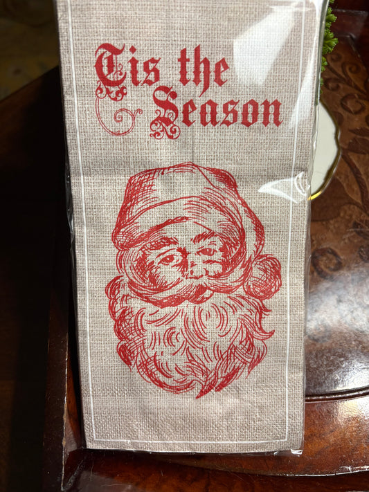 Toile Guest Towel Set Tis the Season Santa