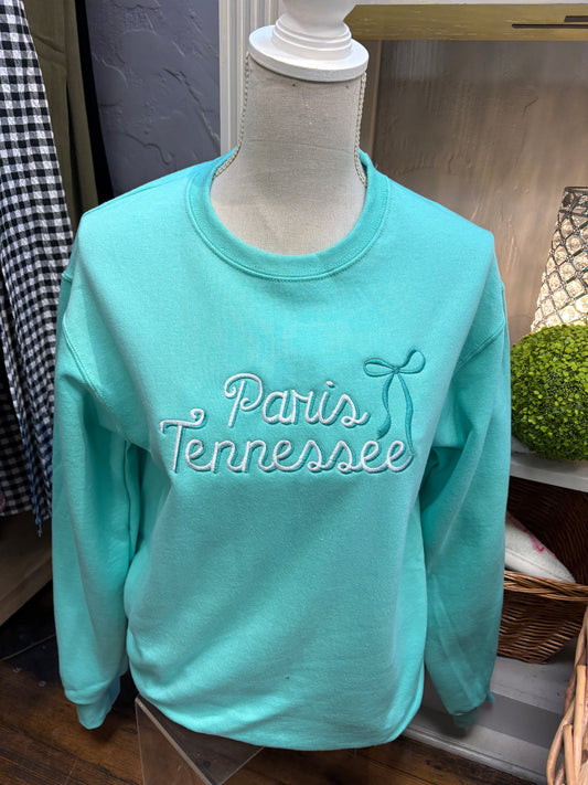 Paris, Tennessee Aqua Sweatshirt