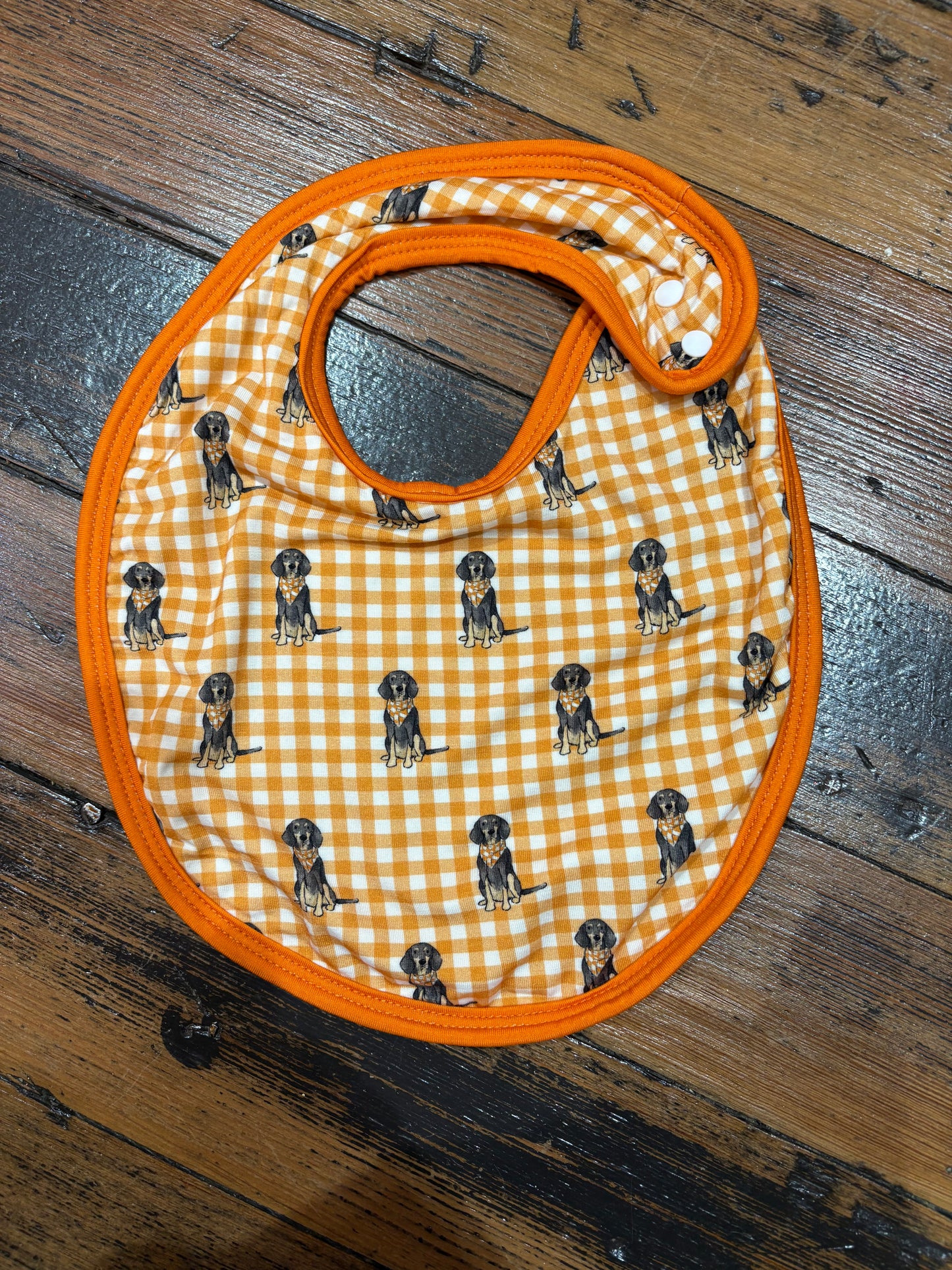 Smokey Orange Gingham Bib