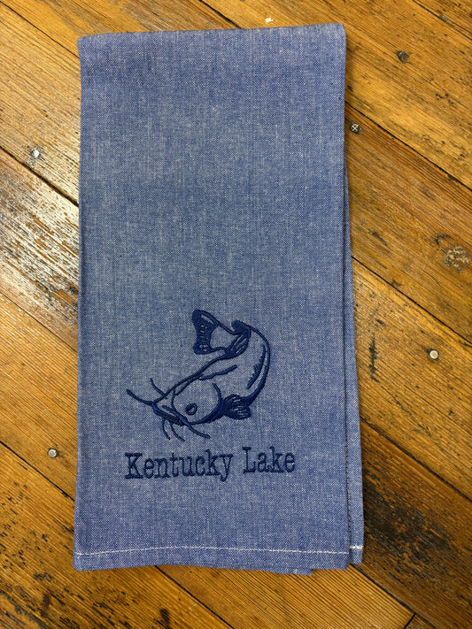 Blue Chambray Catfish Kentucky Lake Kitchen Towel
