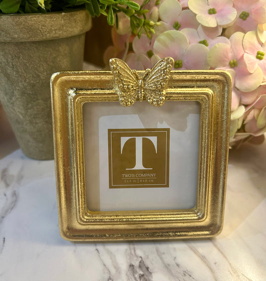 Golden Butterfly Gold Leaf Finish Square Photo Frame