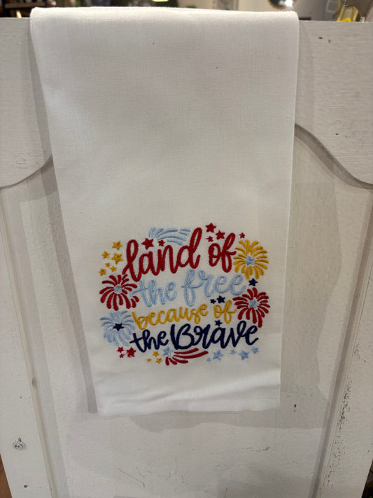 White Land of the Free Because of the Brave Towel