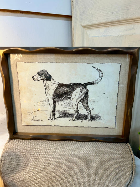 11.75 Inch Ornate Brown Wood Framed Pointer Dog Print