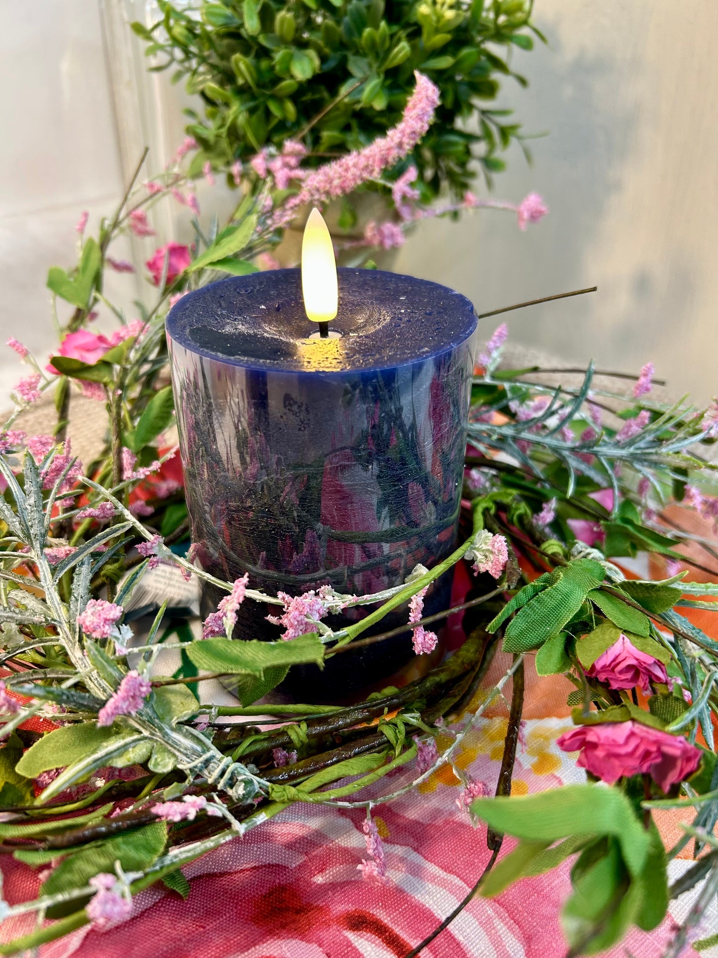 4 x 3 Navy Blue On/Off Flameless Candle
