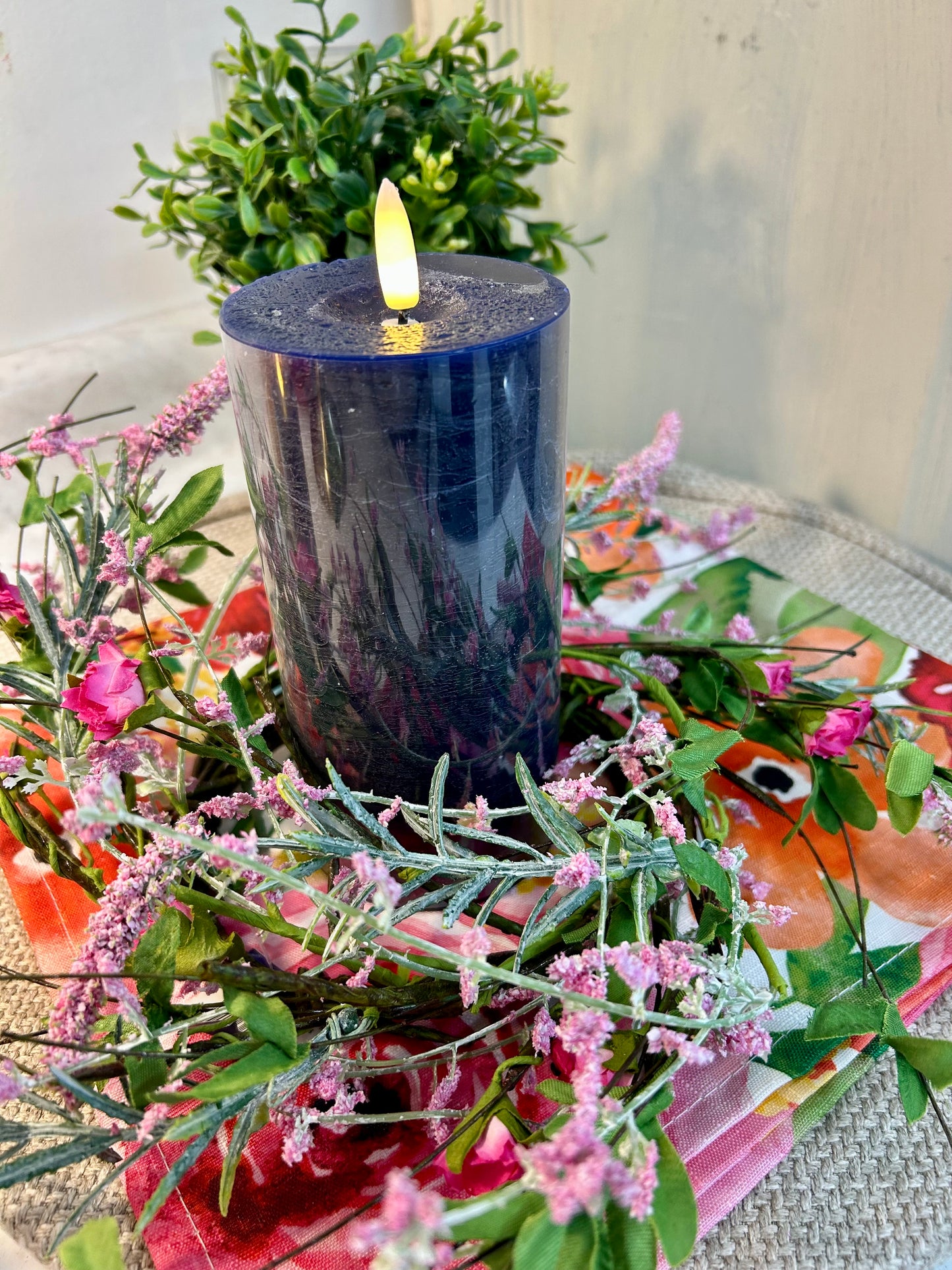 6 x 3 Navy Blue Flameless Candle