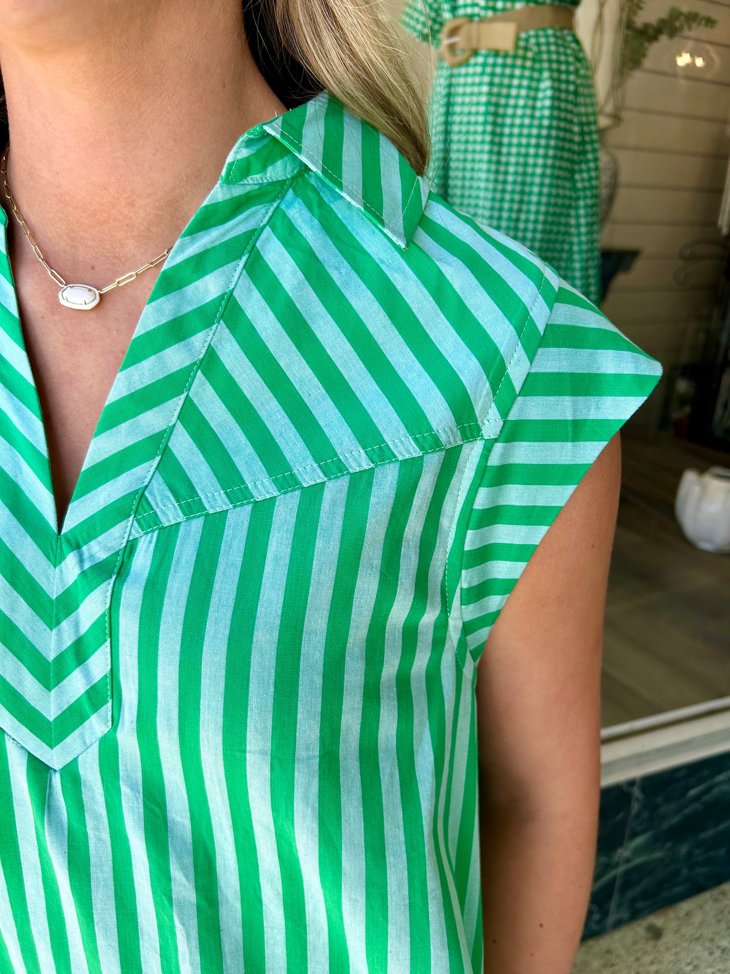 Green Stripe Midi Dress