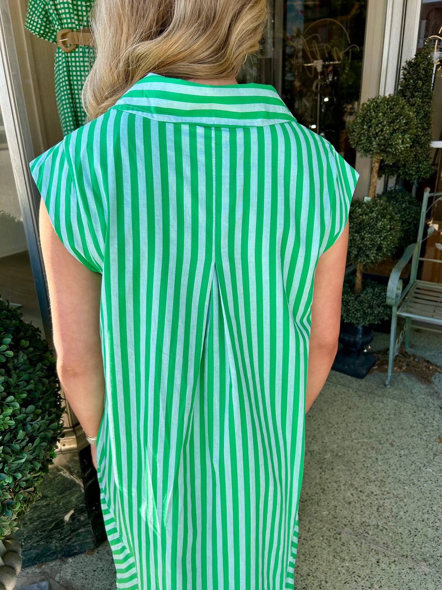 Green Stripe Midi Dress