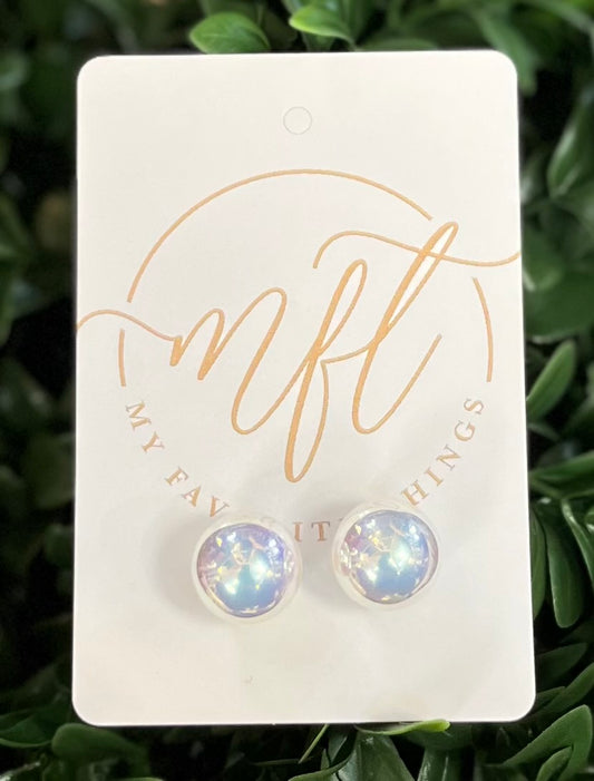 Iridescent Pearl Earrings-Large