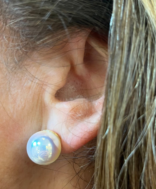 Iridescent Pearl Earrings-Large