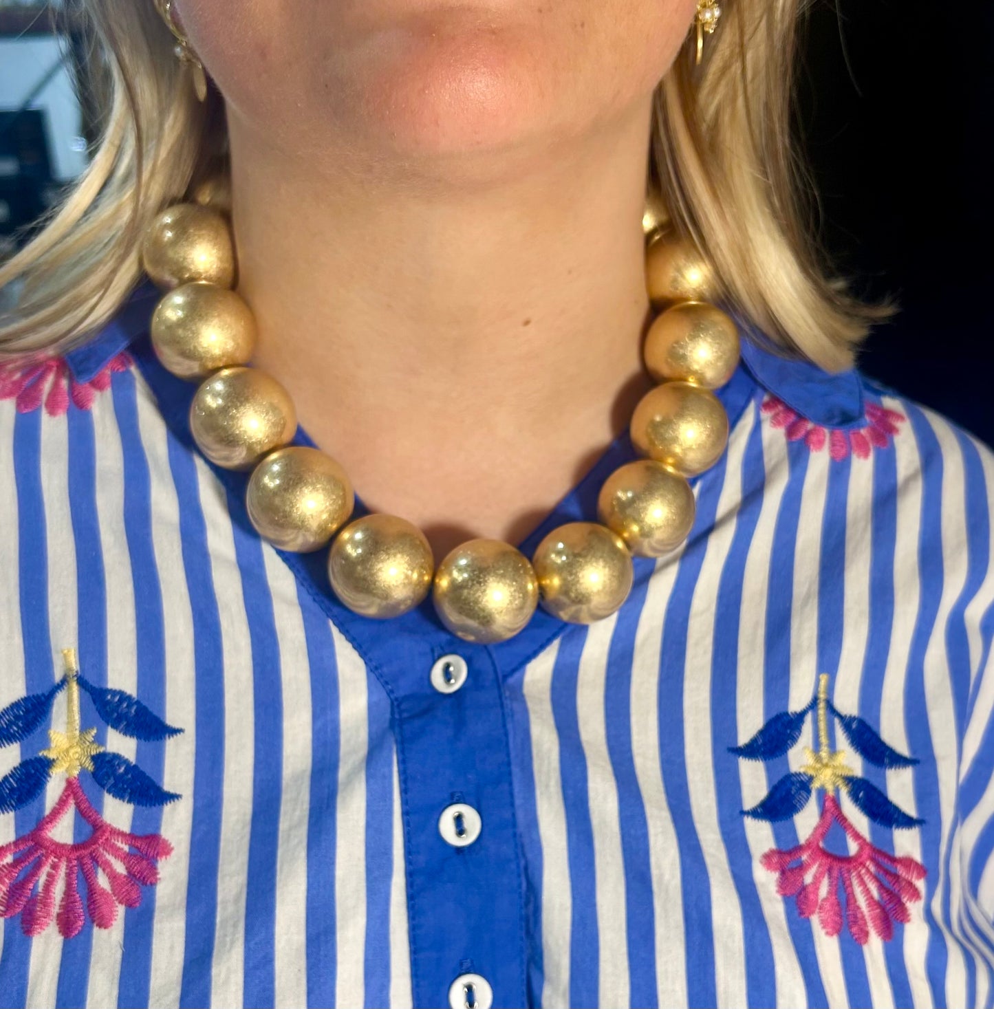 Extra Large Gold Beaded Necklace