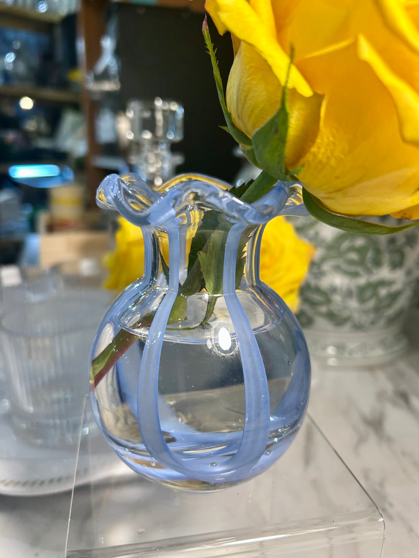 Ruffled Ribbon Vase-Blue