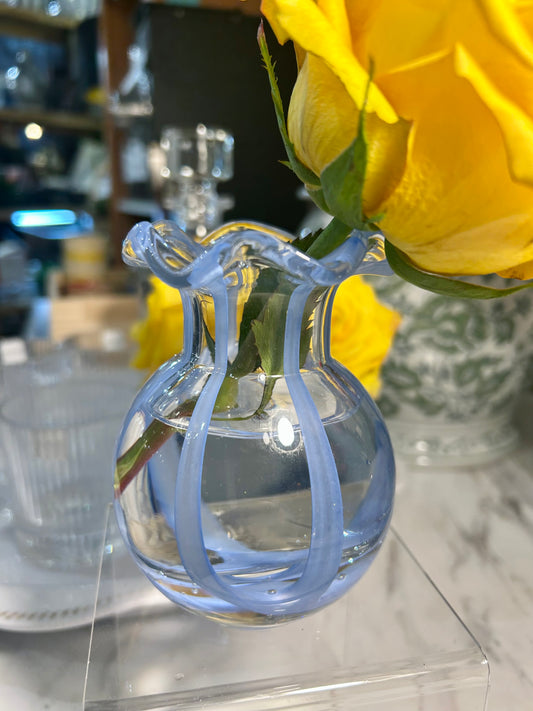Ruffled Ribbon Vase-Blue