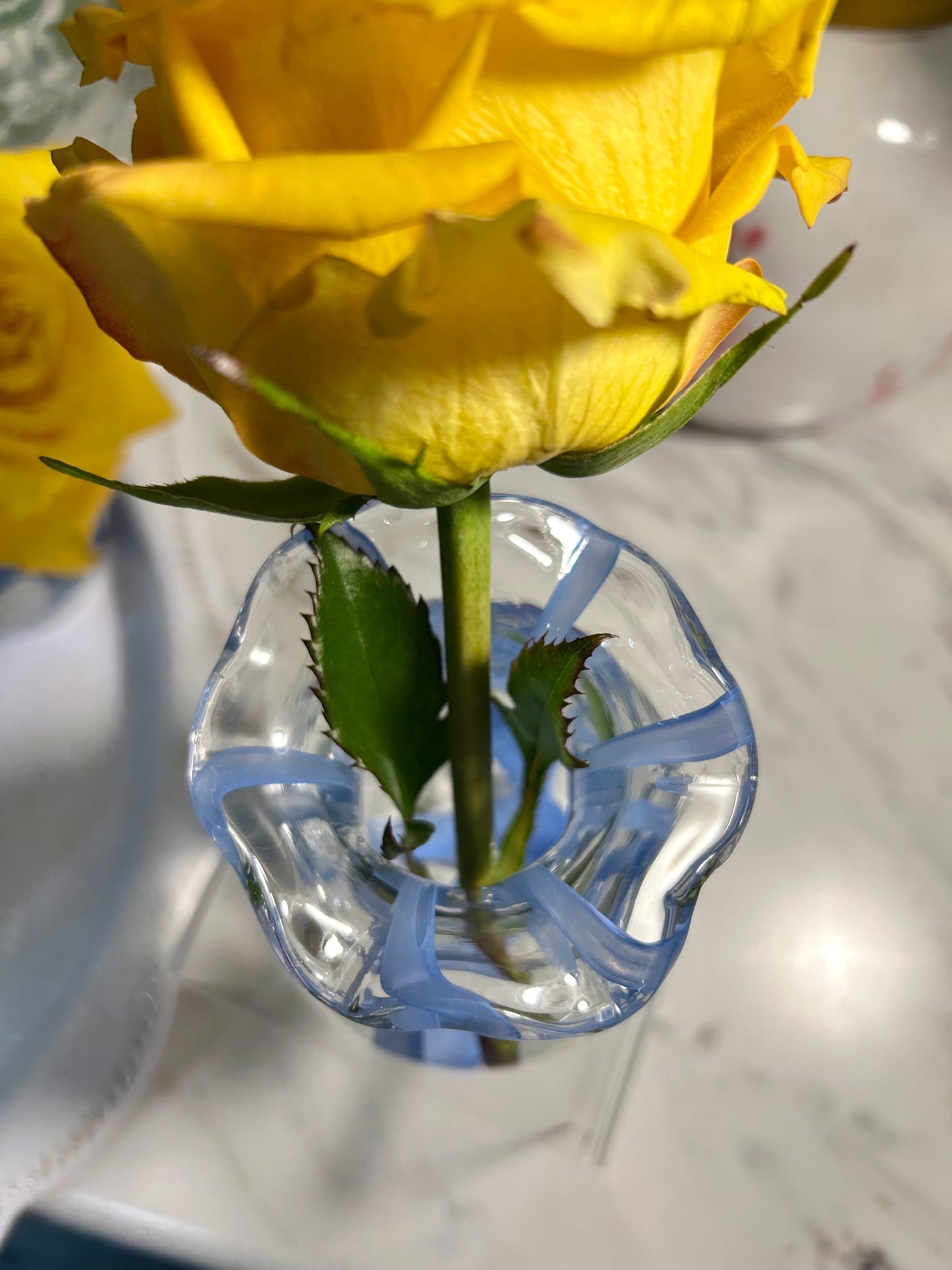 Ruffled Ribbon Vase-Blue