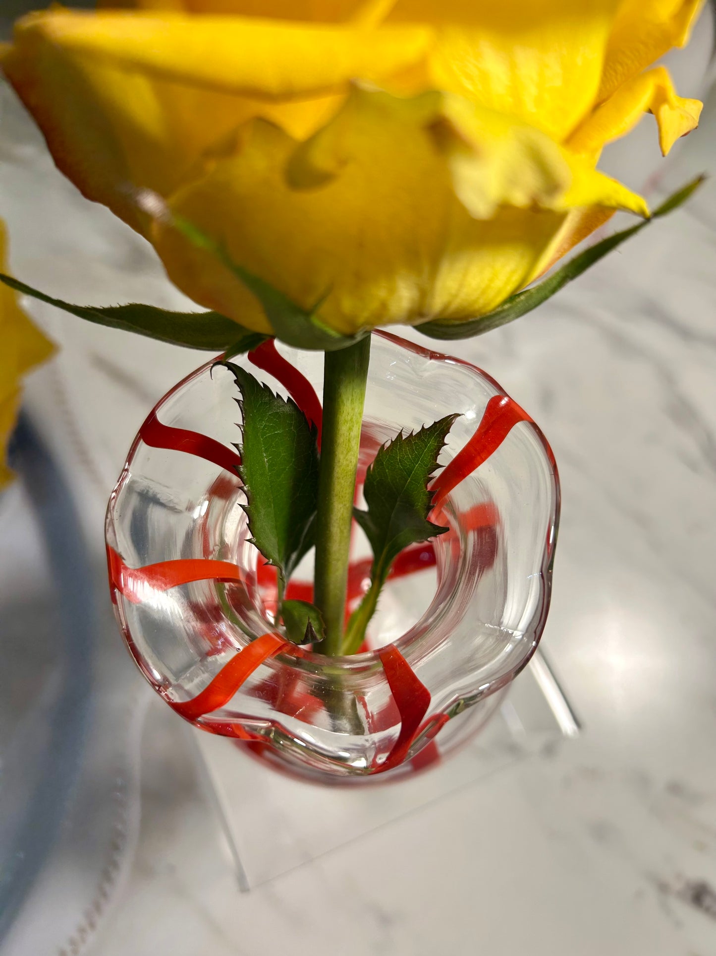 Ruffled Ribbon Vase-Red