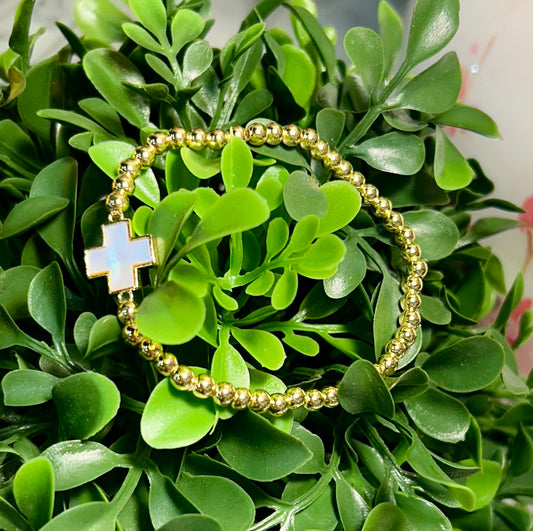 Mother of Pearl Cross Bracelet