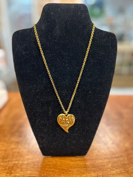 22K Gold Plated Necklace with Paris Heart Pendant