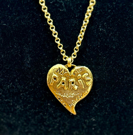 22K Gold Plated Necklace with Paris Heart Pendant