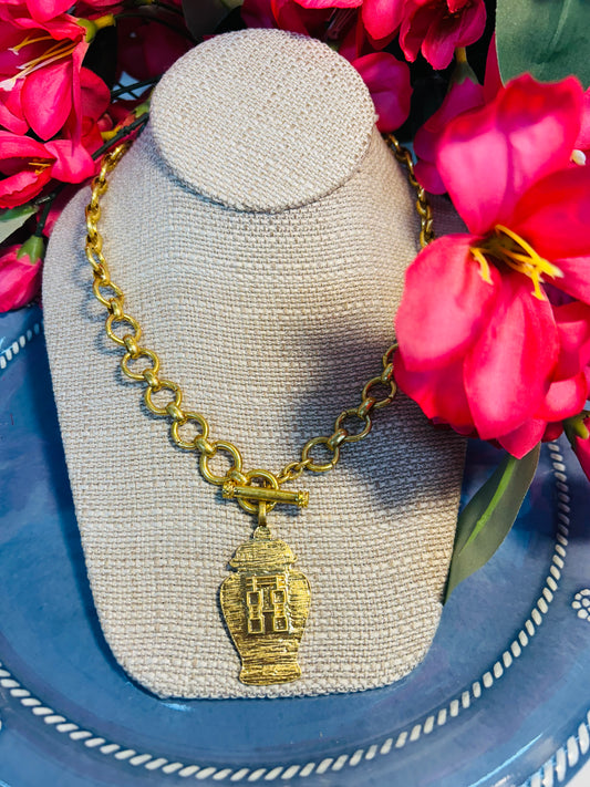 Chinoiserie Gold Necklace