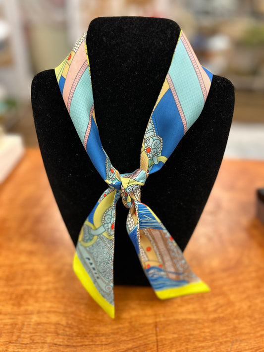 Aqua and Lime Green Neck Tie Scarf