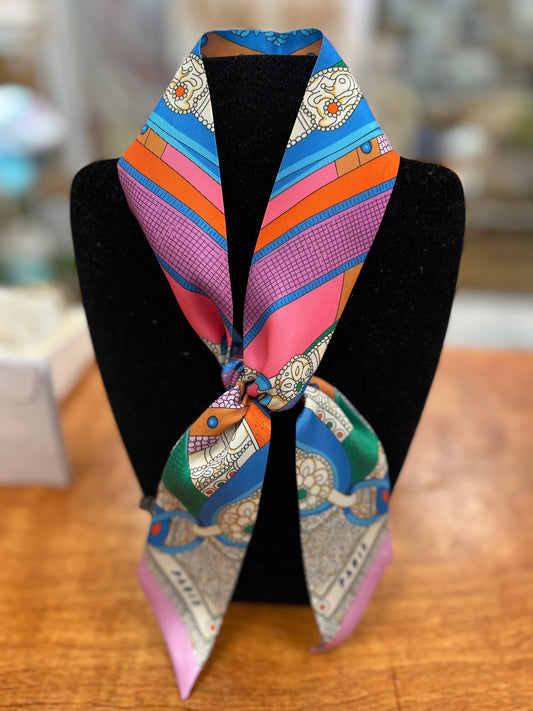 Pink and Blue Paris Neck Tie Scarf