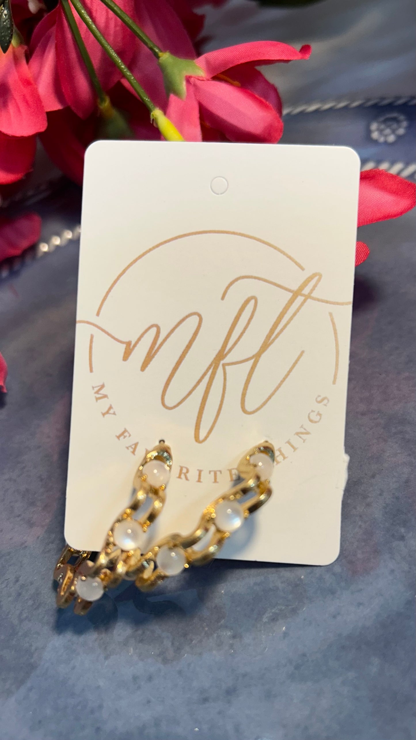 Wavy and Pearl Earrings