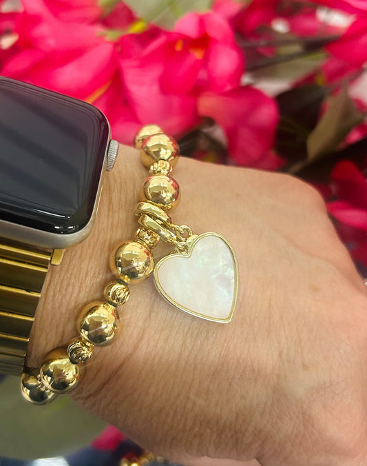 Mother of Pearl Heart Charm Bracelet