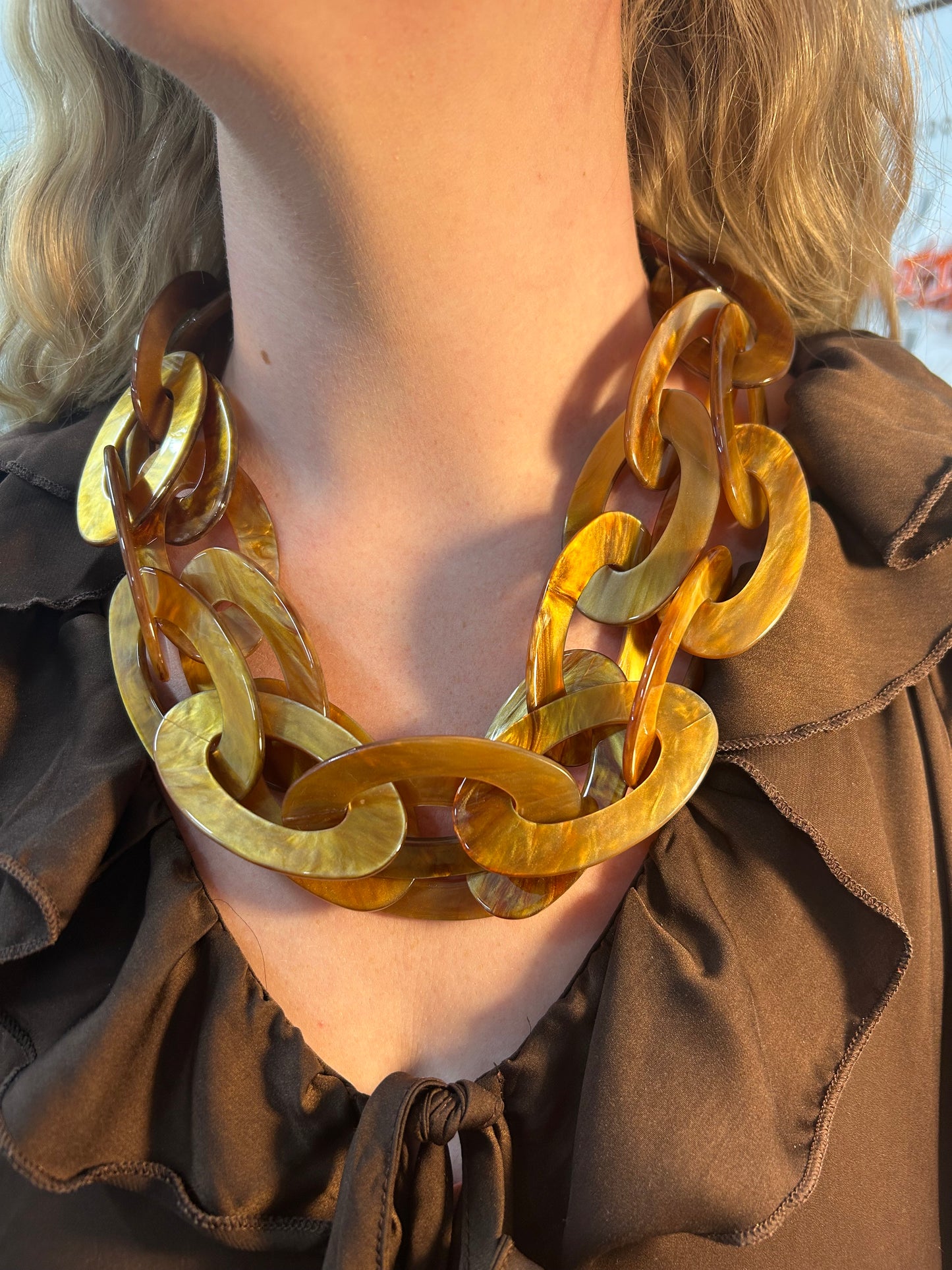 Light Brown Chunky Layered Necklace