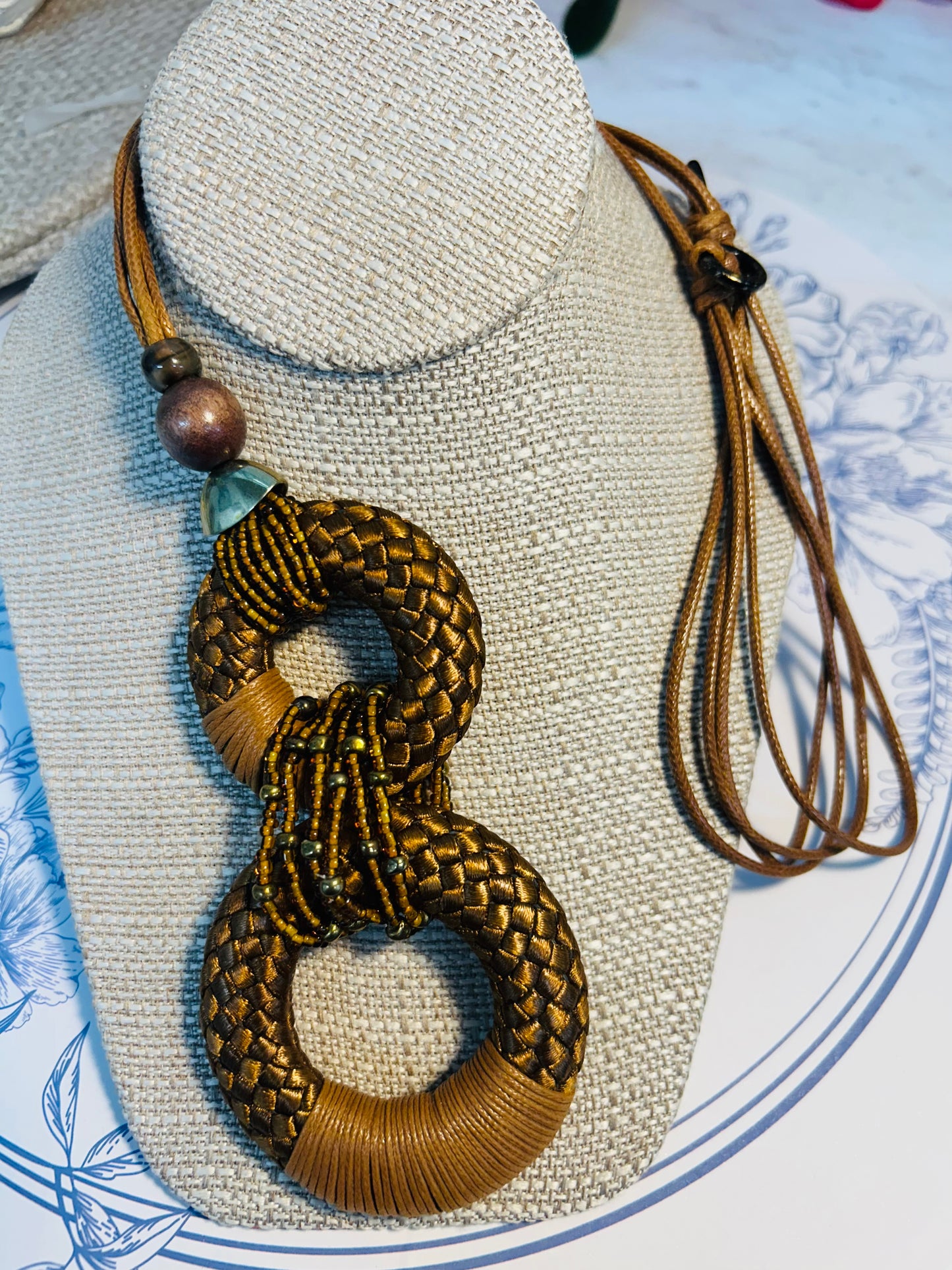 Brown Bohemian Braided Necklace