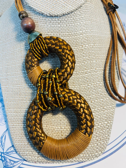 Brown Bohemian Braided Necklace