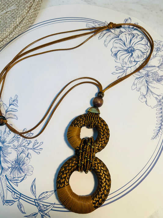 Brown Bohemian Braided Necklace