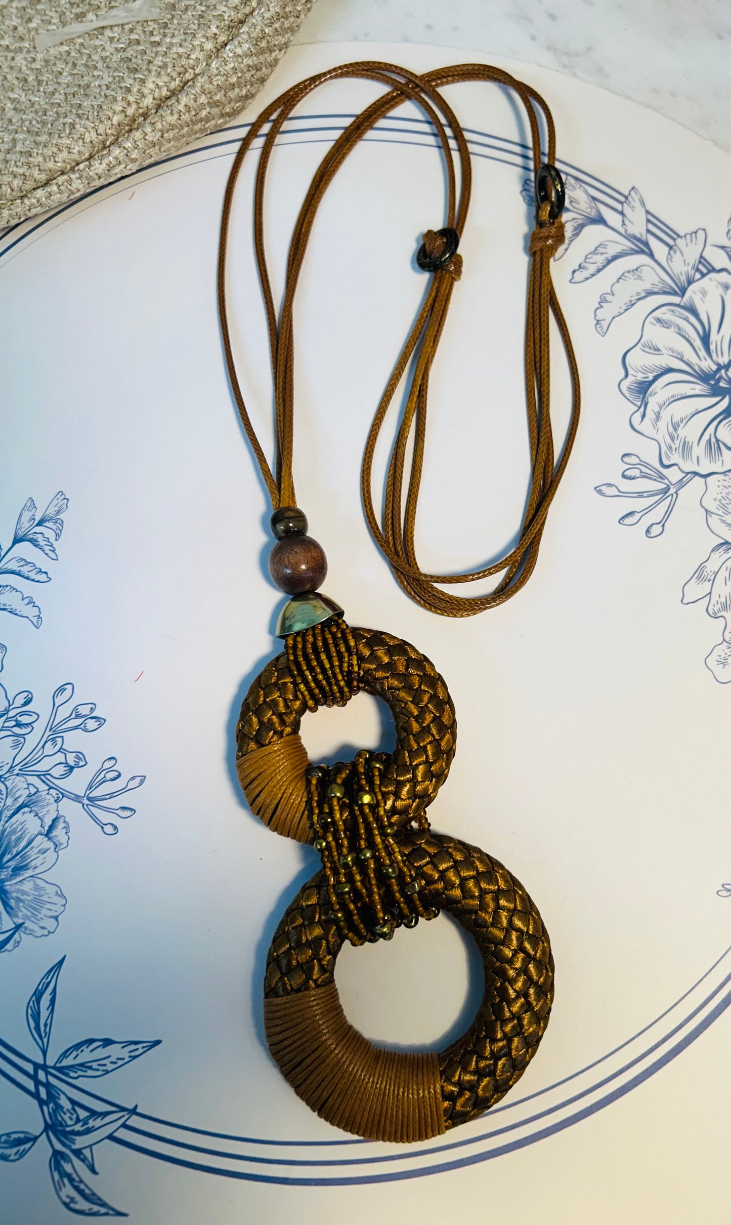 Brown Bohemian Braided Necklace