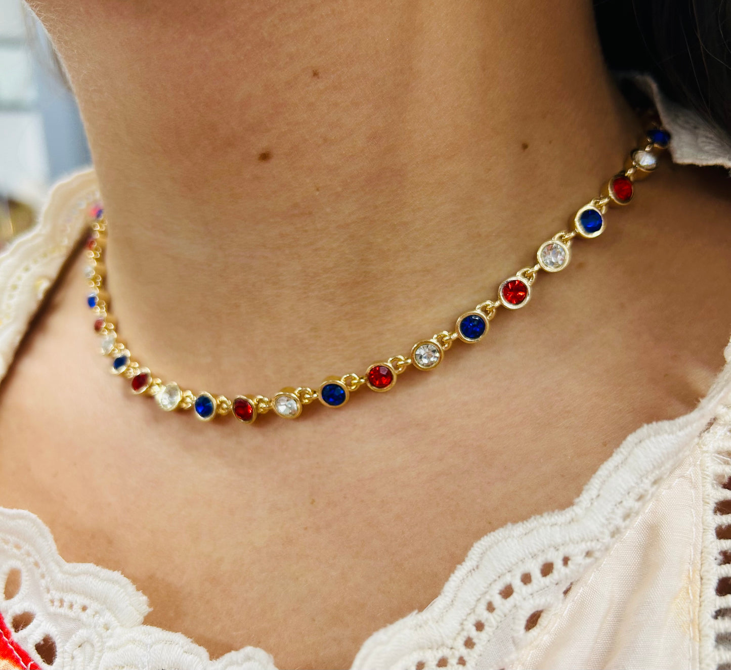 Patriotic Pride Jewel Stone Necklace