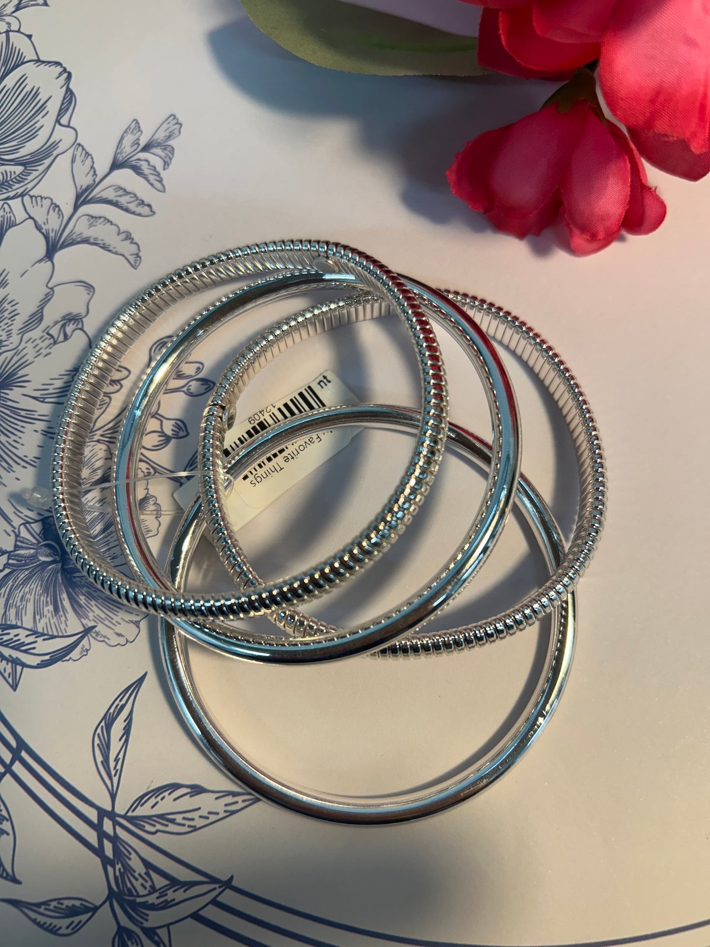 Silver Bella Bangle Bracelet Set