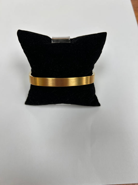 14K Gold Plated Matte Brass Square Bangle Bracelet