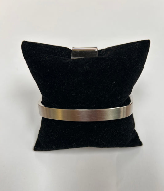 Matte Rhodium Square Bangle Bracelet
